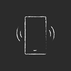 Image showing Vibrating phone icon drawn in chalk.