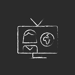 Image showing TV report icon drawn in chalk.