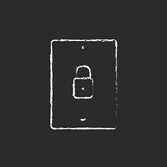 Image showing Smartphone security icon drawn in chalk.