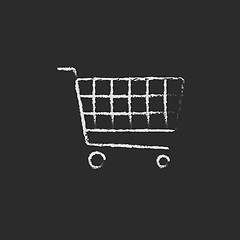 Image showing Shopping cart icon drawn in chalk.