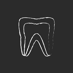 Image showing Molar tooth icon drawn in chalk.