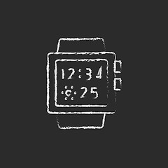 Image showing Smartwatch icon drawn in chalk.