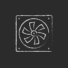 Image showing Computer cooler icon drawn in chalk.