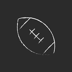 Image showing Rugby football ball icon drawn in chalk.