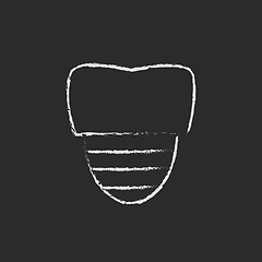 Image showing Tooth implant icon drawn in chalk.