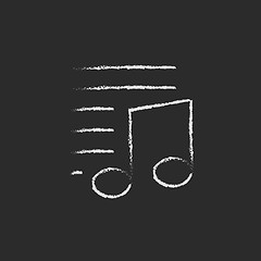 Image showing Musical note and lines icon drawn in chalk.