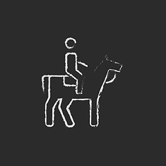 Image showing Horse riding icon drawn in chalk.