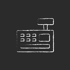 Image showing Cash register machine icon drawn in chalk.