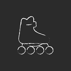 Image showing Roller skate icon drawn in chalk.