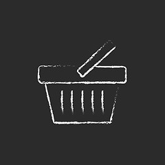 Image showing Shopping basket icon drawn in chalk.