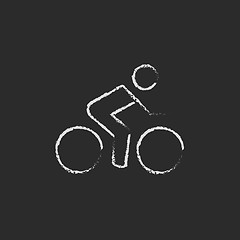 Image showing Sports bike and cyclist icon drawn in chalk.