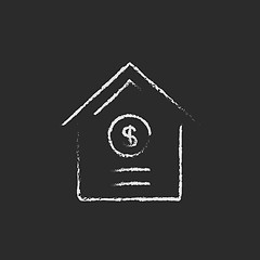 Image showing House with dollar symbol icon drawn in chalk.