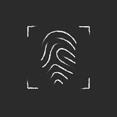 Image showing Fingerprint scanning icon drawn in chalk.