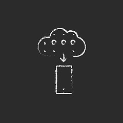 Image showing Cloud computing icon drawn in chalk.