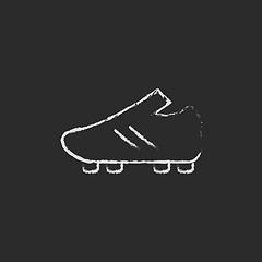 Image showing Football boot icon drawn in chalk.