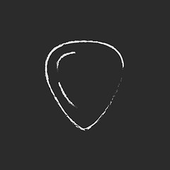 Image showing Guitar pick icon drawn in chalk.