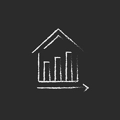 Image showing Graph of real estate prices growth icon drawn in chalk.