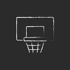 Image showing Basketball hoop icon drawn in chalk.