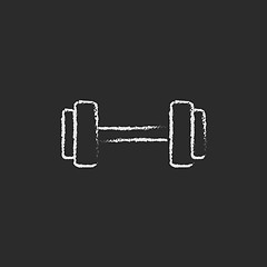 Image showing Dumbbell icon drawn in chalk.