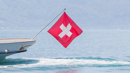 Image showing Ship with Swiss flag 