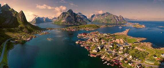 Image showing Aerial Lofoten panorama