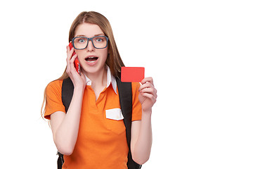 Image showing Smiling student with backpack