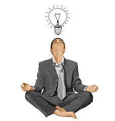 Image showing Vector Businessman in Lotus Pose Meditating