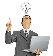 Image showing Vector Business Man Shows Something With Finger