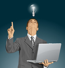 Image showing Vector Business Man Shows Something With Finger