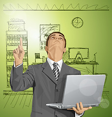 Image showing Vector Business Man Shows Something With Finger