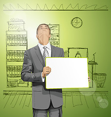 Image showing Vector Business Man with Empty Write Board