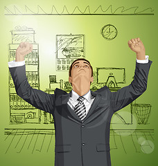 Image showing Vector Businessman With Hands Up