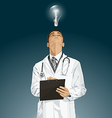 Image showing Vector Doctor Man With Clipboard