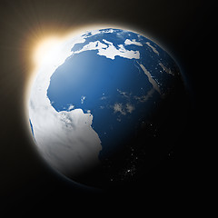 Image showing Sun over Africa on planet Earth