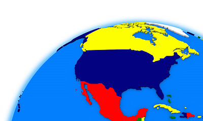 Image showing north America on globe political map