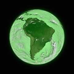 Image showing South America on green planet Earth