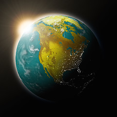 Image showing Sun over North America on planet Earth