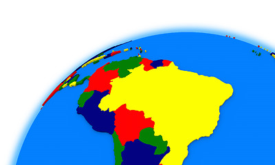 Image showing south America on globe political map