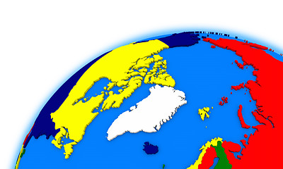 Image showing Arctic north polar region on globe political map