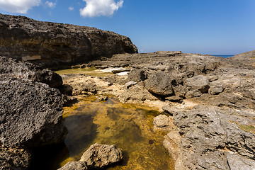 Image showing rock formation coastline at Nusa Penida island