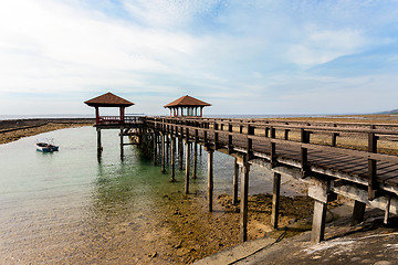 Image showing Indonesian landscape with walkway and sea