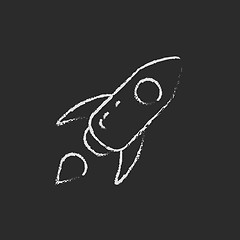 Image showing Rocket icon drawn in chalk.