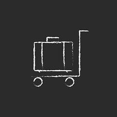 Image showing Luggage on a trolley icon drawn in chalk.