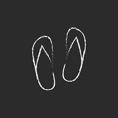 Image showing Beach slipper icon drawn in chalk.