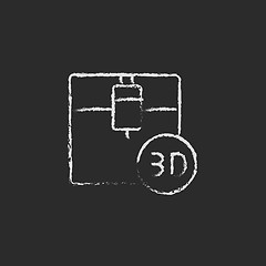 Image showing Three D printing icon drawn in chalk.