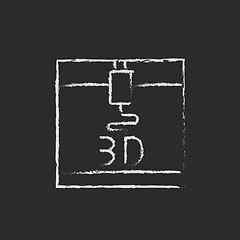 Image showing Three D printing icon drawn in chalk.