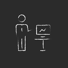 Image showing Business presentation icon drawn in chalk.