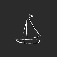 Image showing Sailboat icon drawn in chalk.