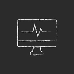 Image showing Cardiogram on monitor icon drawn in chalk.