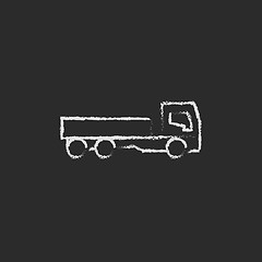 Image showing Dump truck icon drawn in chalk.